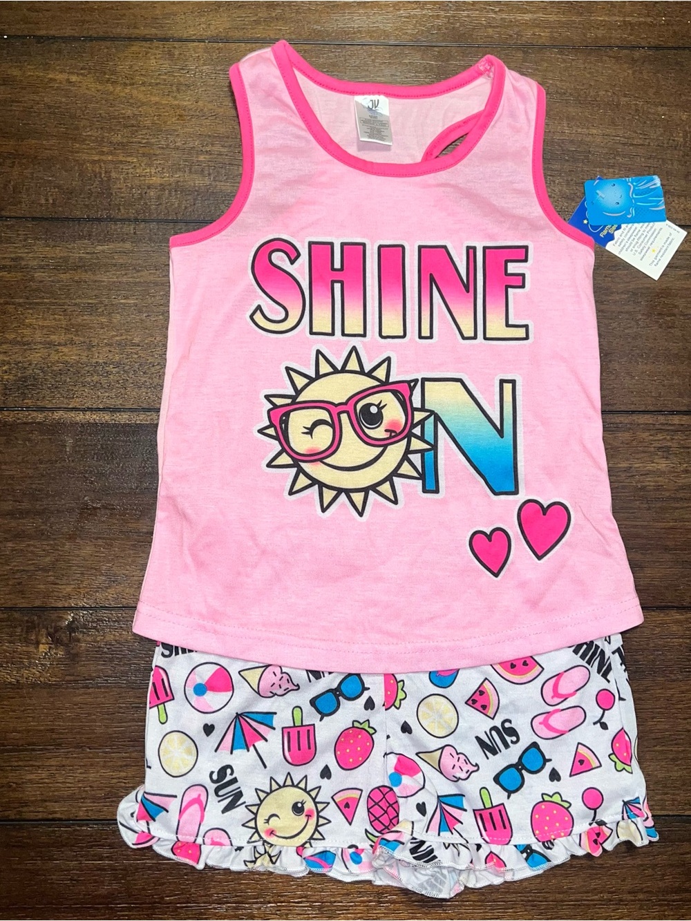 Kids Pink 'Shine On' Tank & Shorts Pajama Set - Brand Unknown